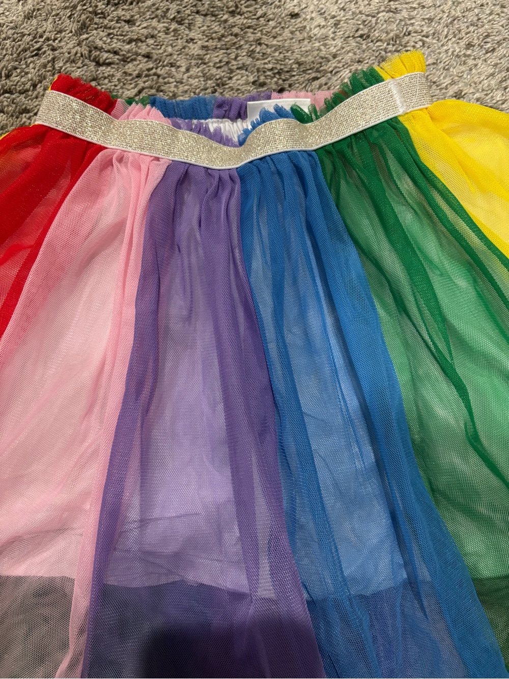 Hanna Andersson Rainbow Tulle Skirt with Silver Waistband - Picture 3 of 5